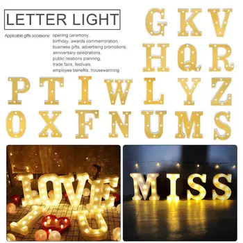 

3D 26 Letters Warm White LED Marquee Sign Alphabet Light Birthday Party Decor Lamp Romantic Atmosphere Decorative Light