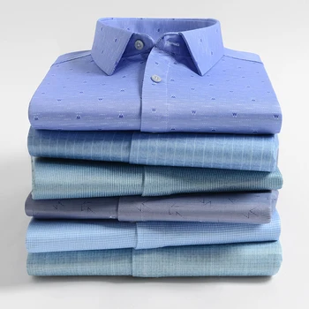 

2020 Summer Shorts Shirts Solid Color Plaid Dress Men Shirt Short Sleeve Multi-color Slim Fit Business Casual