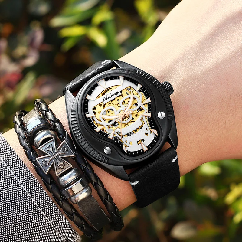 

Ailang New Men's Automatic Mechanical Skull Watch Personality Fashion Sports Night Light Watch Waterproof