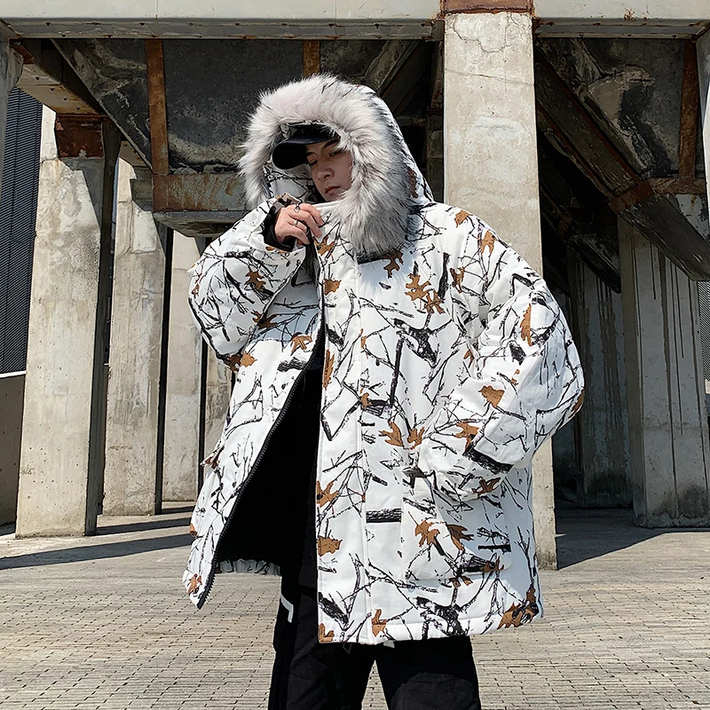

Winter Jacket Men Camouflage Casual Thick Warm Parka Male Fur Hooded Street Style Fashion Camo Loose Mens Overcoat Clothes XXXL