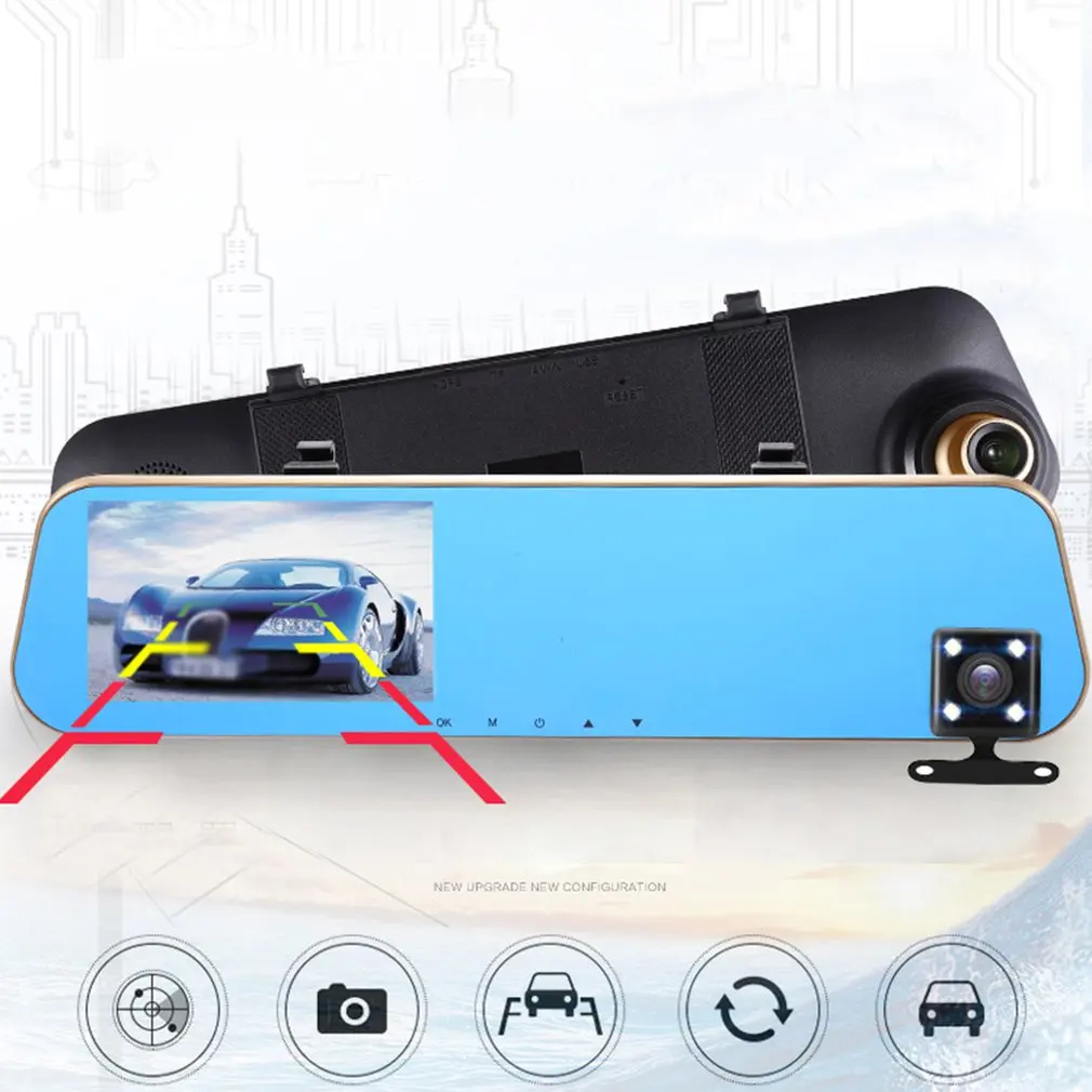 Full HD 1080P Автомобильный видеорегистратор зеркало заднего вида с двойным объективом камера ночного видения видеорегистратор Цифровой видеорегистратор DVR