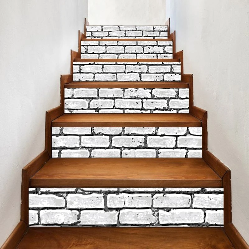 6pcs Set 3d Brick Staircase Stair Riser Floor Sticker Self Adhesive Diy Stairway Waterproof Pvc Wall Decal Home Decor Wall Stickers Aliexpress