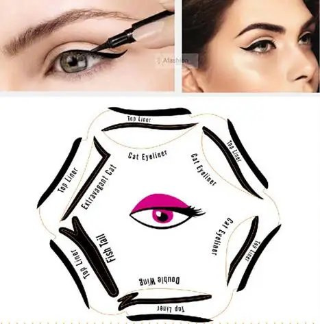 1pack 6 Style in 1 Eye Makeup Stencil Cat liner Cosmetic Tool Card Template Eyeliner Eyeshadow |