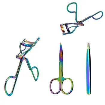 

3pcs Professional Eyebrow Tweezer Eyelash Curler Eyebrow Razor Scissors Trimmer Stainless Steel Makeup Tool