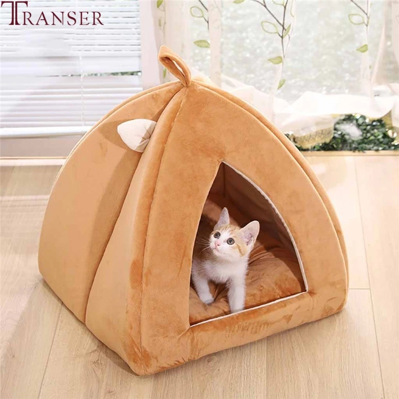 Transer мягкий бархатный домик для собак маленькие животные Щенок Кошка спальная кровать с ковриком палатка Питомник Гнездо маленькая собачка Тедди кровати 9NOV