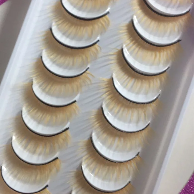 10 пар желтых ресницы «maquiagem» Make Up Mink Lashes ресницы мягкие Ресницы Cilios Natura длинные ресницы наращивание ресниц