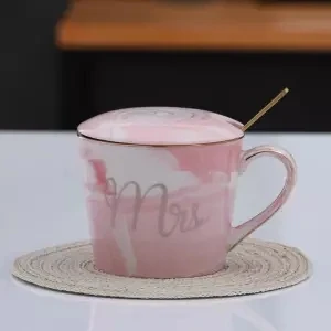 Керамика чашка мраморная Кружка Творческий Студент фарфоровая чашка для офиса Питьевая чашка для воды, кофе Кубок Пара Tazas де Керамика a Creativas - Цвет: 450ML set