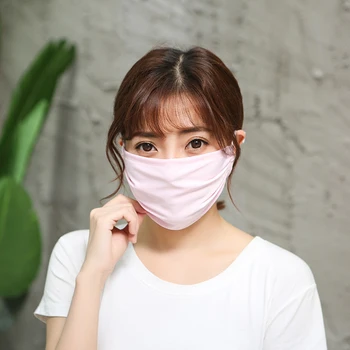 

1Pcs Ice Silk Mouth Mask Dust Washable Reusable Double Layer Dustproof Mouth-muffle Wind Proof Mask