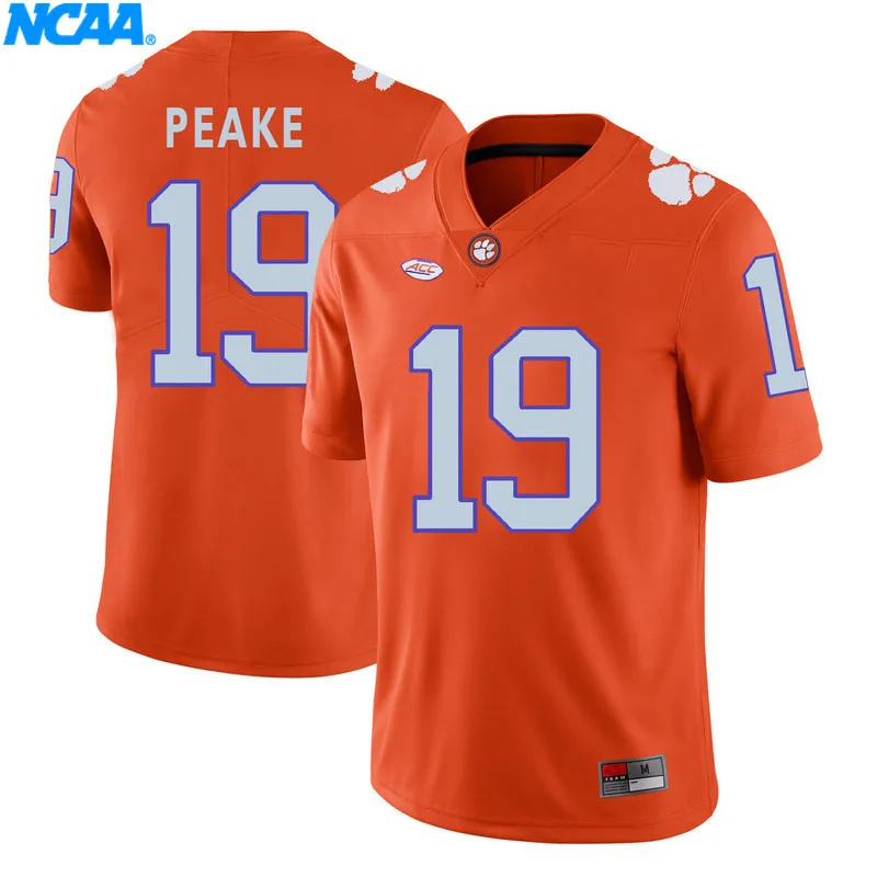 Новое поступление высокое качество Clemson Tigers Peake#19 Kearse#1 футболка колледжа Джерси S-XXXL