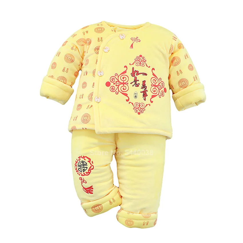 Chinese New Year Newborn Baby Tang Suit Lucky Hanfu Traditional Clothes Set Winter Warm Infant Boy Girl Thick Coat Birthday Gift