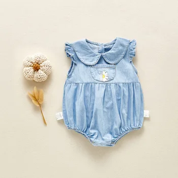 

Summer Baby Bodysuits Clothes Navy Turn-Down Neck Short Sleeve Newborns Bebes Girls Onesie Body Tops Cotton Infant Kids Jumpsuit