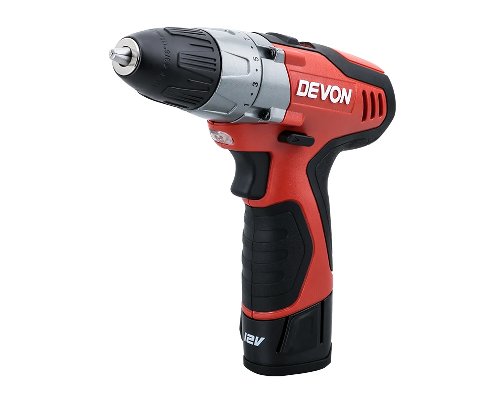 DEVON 12V электрическая Беспроводная электродрель-отвёртка перезаряжаемая мини беспроводная ударная мощность Драйвер Toolsl 2-speed 10 мм литий-ионный