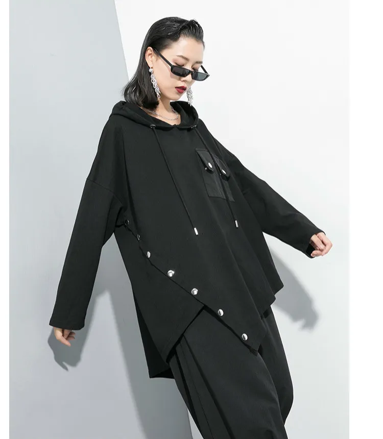 Max LuLu модная Корейская Женская Осенняя повседневная одежда женские свободные толстовки с капюшоном винтажные женские черные свитера большого размера
