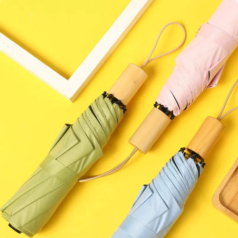 

Folding Umbrella Male Business Black Glue Sun Protection Umbrella Three-fold Women's Rain Umbrella Windproof Anti UV Parasol
