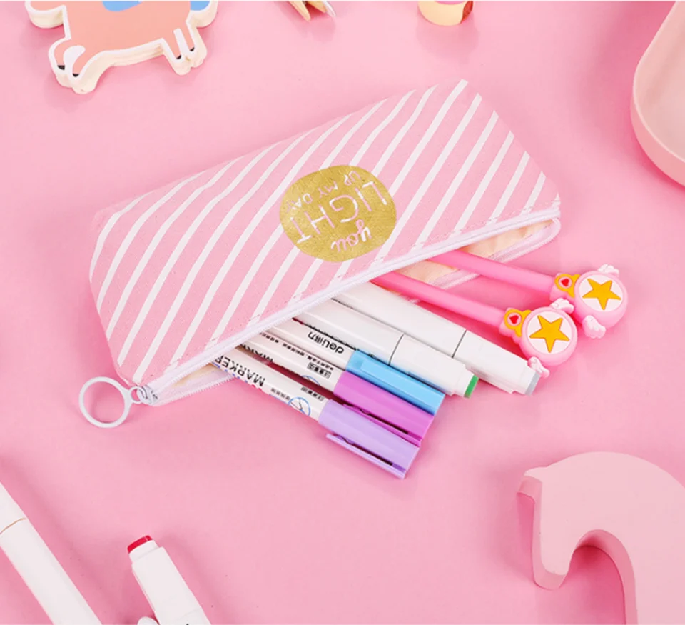 Милый Розовый школьный чехол для карандашей, тканевый чехол для карандашей Etui A Crayons Cuir, чехол для карандашей, стильный чехол для карандашей, Студенческая школьная сумка, Плюмье