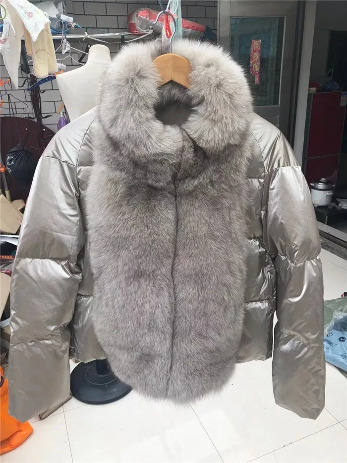 Женское пальто с натуральным мехом, большой размер, пуховик, пэчворк, Лисий мех, зимняя куртка, Женская парка, пальто