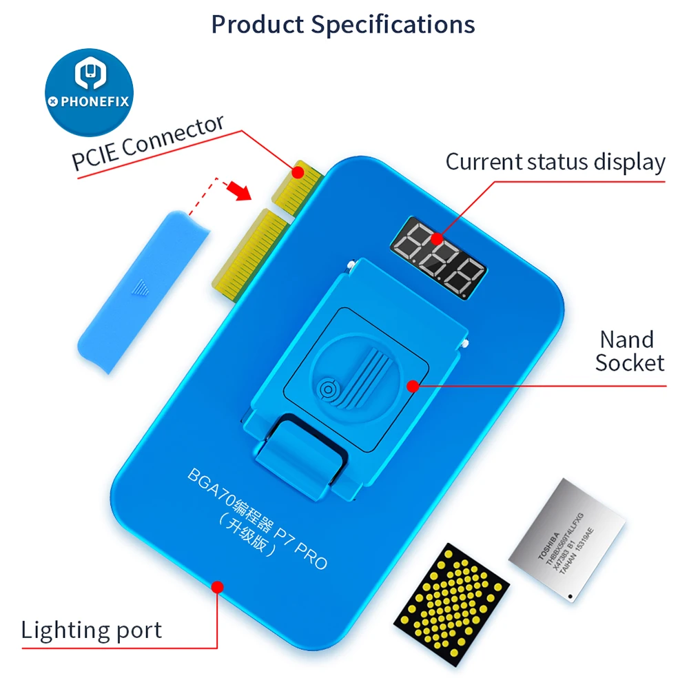 US $197.00 JC P7 Pro Nand Programmer JCID BGA70 Nand Read and Write Error Repair Tool For iPhone 5SE7P for iPad Pro One Button Nand Repair