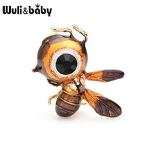 Wuli&baby милый, с большими глазами броши в виде пчел женский сплав коричневое насекомое с эмалевым покрытием брошь булавки подарки