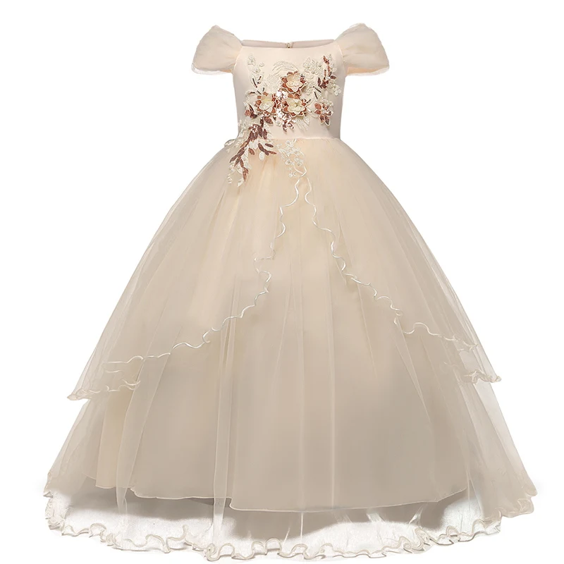 

10 12 14 Years Girls Summer 2019 Children Party Wedding Dress Kids Dresses For Girls Embroidery Bridesmaid Princess Dress Dress