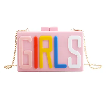 

Women Letter Colorful Clutch Party Acrylic Evening Bag Ladies Wedding Bride Fashion Wallet Day Clutches Makeup Crossbody Bags