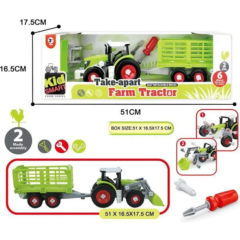 

Children Tractor Toy Car Deconstructable Assembly Farmer Car Cattle Freight Truck Nut Tool Toy Set