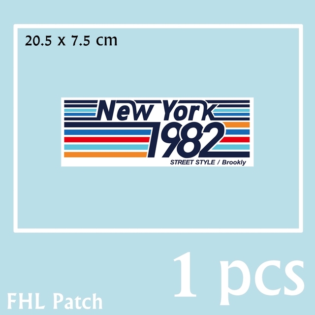 Striped Letters 1982 Stickers For Clothes Iron On Patch For T Shirt DIY Printing Parches Washable Heat Transfer S2-D34