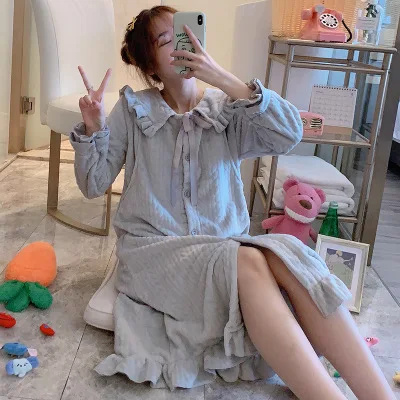 Korean Casual Pregnancy Nurse Wear Dress Clothing Maternity Breast Feeding Dresses Pregnant Women Nursing Sleepwear Clothes