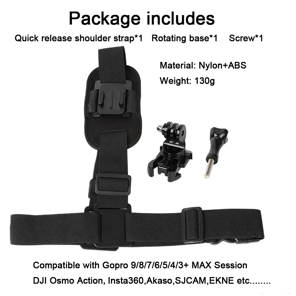 Shoulder Mount Strap Clamp for GoPro Hero 10 9 8 7 6 5 4 MAX AKASO