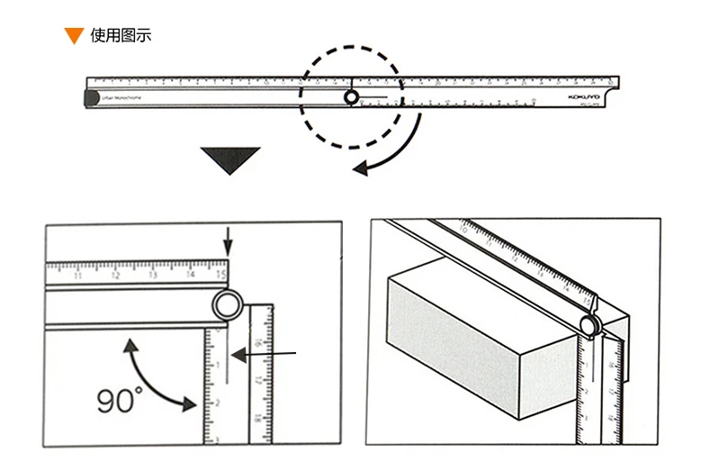 Regle equerre,règle droite pliante,15cm,marquée 30cm après Extension,matériau en aluminium