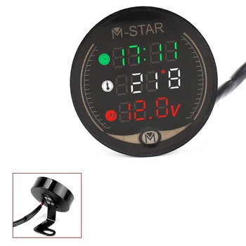 

For BMW C600 C650 Sport C650GT C400GT S1000RR S1000XR Motorcycle Voltmeter Time Temperature LED 3-in-1 LED Digital Voltage Meter
