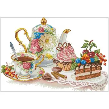 

Afternoon tea cake patterns Counted Cross Stitch 11CT 14CT 18CT DIY Chinese Cross Stitch Kits Embroidery Needlework Sets