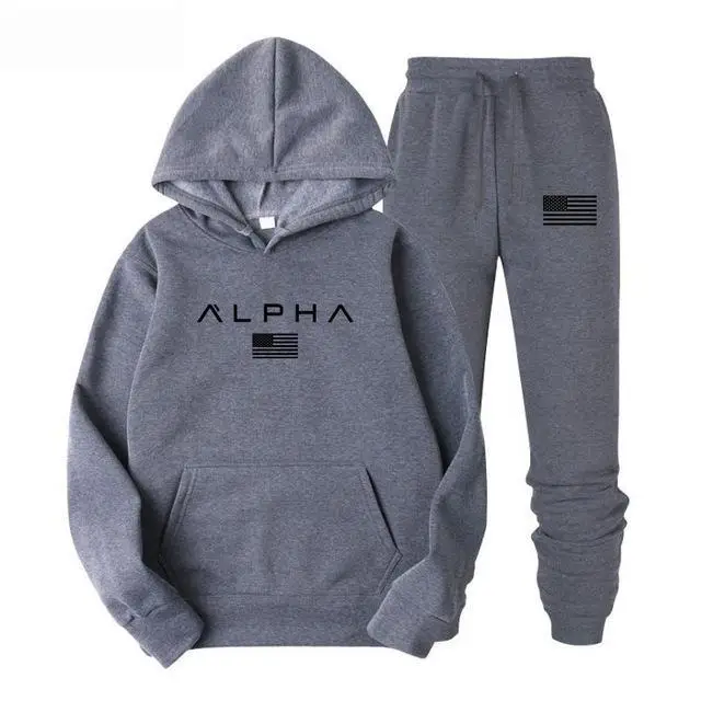 dark gray-dark gray Новые спортивные облегающие комплекты для мужчин s Jogger Gyms, модный спортивный костюм, мужская спортивная одежда, толстовки+ штаны, спортивный костюм, комплект для мужчин - Color: dark gray-dark gray