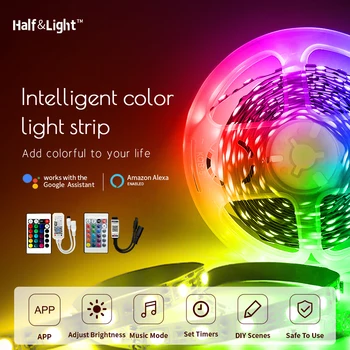 Led Strip Rgb 5050 2835 Waterdichte Bluetooth Wifi Controle Woondecoratie Compatibel Met Alexa Google Kerstverlichting Led Strip Rgb 5050 2835 Waterdichte Bluetooth Wifi Controle Woondecoratie Compatibel Met Alexa Google Kerstverlichting