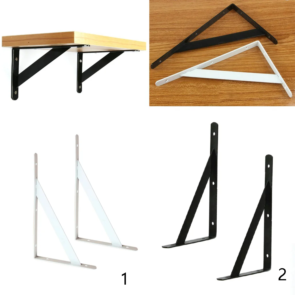 Pair Heavy Duty Metal L Shaped Wall Shelf Bracket Shelves Plank Rack Support