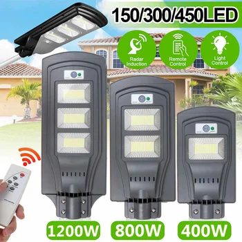 

400W 800W 1200W LED Solar Street Light Remote Control PIR Motion Sensor Waterproof IP65 Outdoor Lighting Garden Road Wall Lamp