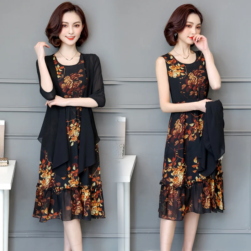 Boollili Vestido летнее платье 2020 шифоновое элегантные женские платья из двух частей