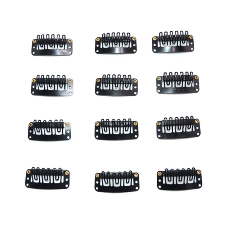 50pcs 32mm 6teeth Metal Snap Clips for Hair Extensions Clip-on Wig Wigs Weft Hairpiece U Shape Clips for Jewelry Accessories hair accessory hair headdress