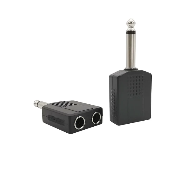 Microphone 6.35mm Male to 3.5mm Female Audio Plug Jack Adapter Black 2pcs 