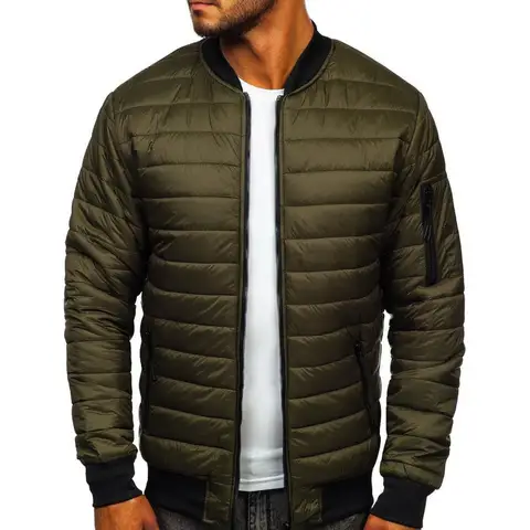 Men's Jacket For New Year 2022 Zip-up Lightweight Solid Color Padded Thick Warm Winter Jacket for Daily Wear