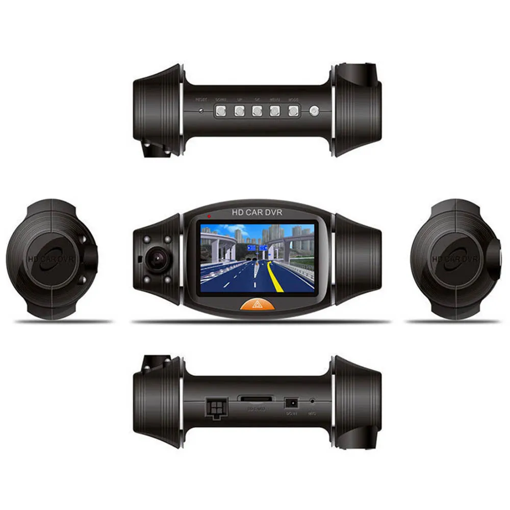 Автомобильный видеорегистратор камера Автомобильный видеорегистратор GPS и двойная камера HD 720P ночного видения двойной объектив dvr рекордер видеорегистратор 2,7 дюймов видео рекордер IR