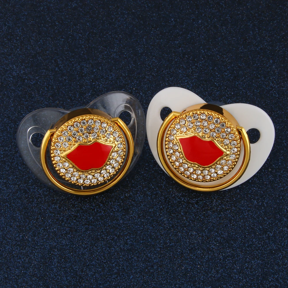 Bling Bling Kiss Lip Rhinestone Baby Clear Pacifier Dummy Baby Cocka Chupeta For 0-18 Months Baby Shower Gift