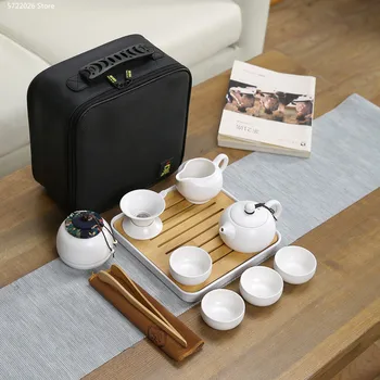 

Multifunctional tea set portable ceramic travel kung fu tea set set home portable bag a pot of four cups simple small tea set