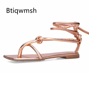

2020 Newest Design Gladiator Sandals Women Flip Flops Bandage Ankle Strap Flat Shoes Woman Sexy Retro Sandals