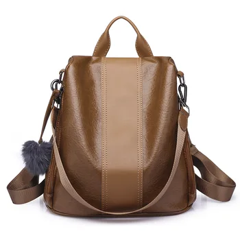 

2020 new backpack female Korean version of the wild one-shoulder messenger dual-use female bag fashion soft leather female