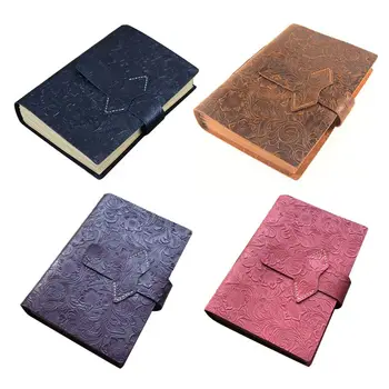 

Vintage Cowhide Leather Travel Journal Notebook A5 Diary Embossed Flower Notepad