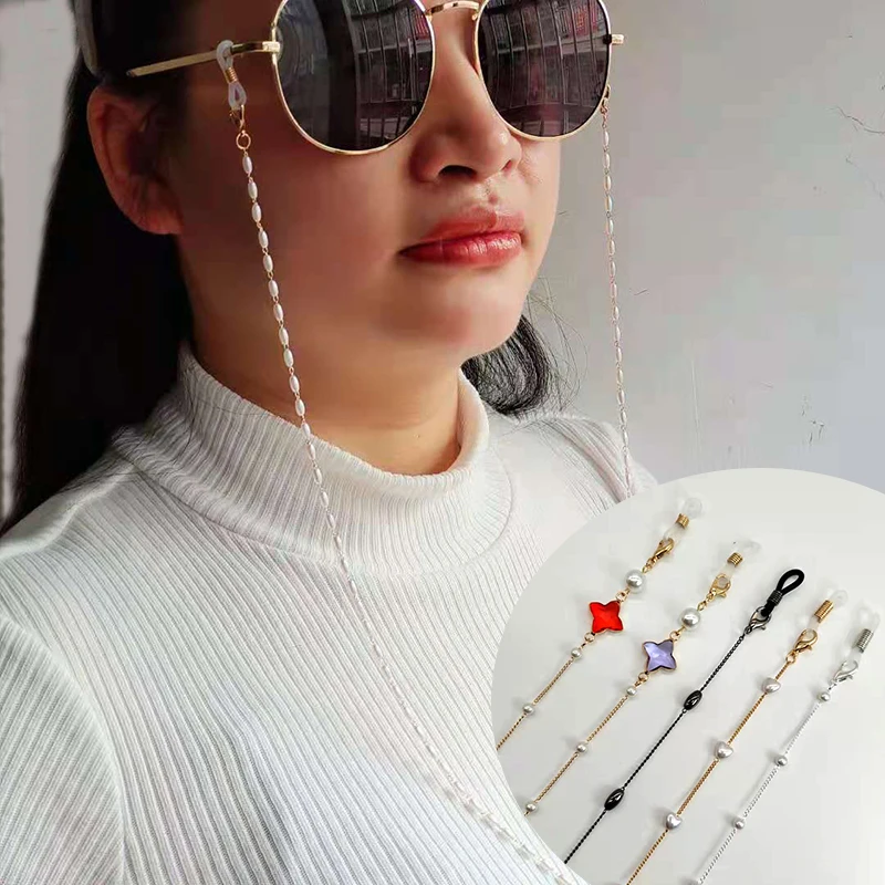 Women Eyeglass Chain Plastic Bead Heart Color Crystal Charm Eyewear Retainer Reading Glasses Holder Strap Mask Hanging Rope