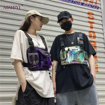 

PVC Chest Bag Men Women Hip-Hop Street Vest Fashion Multi-function Backpack Shoulder School Bags Cute Knapsack