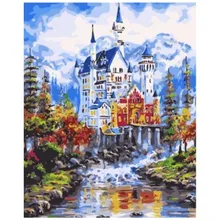 Алмазная вышивка Замок Нойшванштайн Рыжий Кот 30х40см