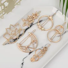 Fashion Women Hair Accessories Triangle Hair Clip Pin Metal Geometric Alloy Moon Circle Hairgrip Barrette Girls Holder