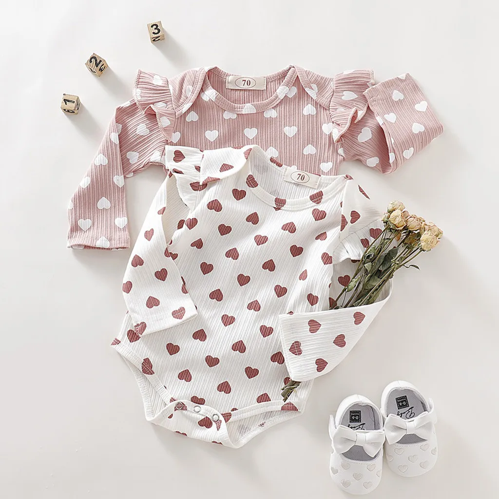 

Heart Print Baby Romper For Girls Long Sleeve Newborn Baby Boys Girls Romper Autumn Infant Bodysuit Baby Clothing 0 - 24 Months
